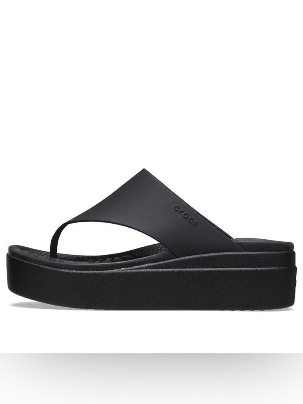 Crocs LiteRide Brooklyn Platform Flip Flops Sandals Black Size 9 Like New - Picture 2 of 8